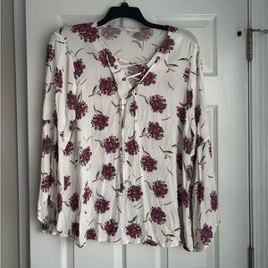 ODDY White and Purple Floral Blouse